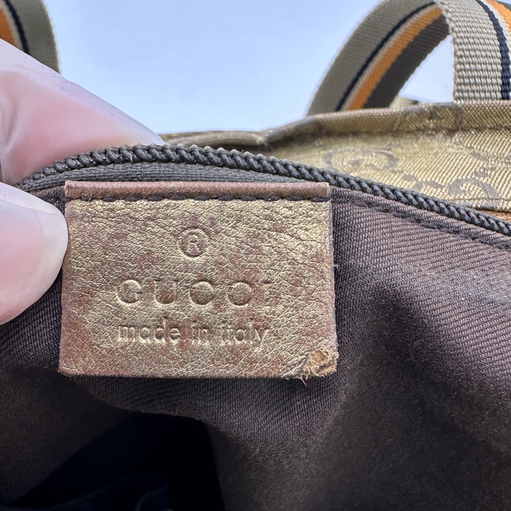 GUCCI GG Crystal Small Tote Bag Gold Gray Brown - Picture 10 of 15